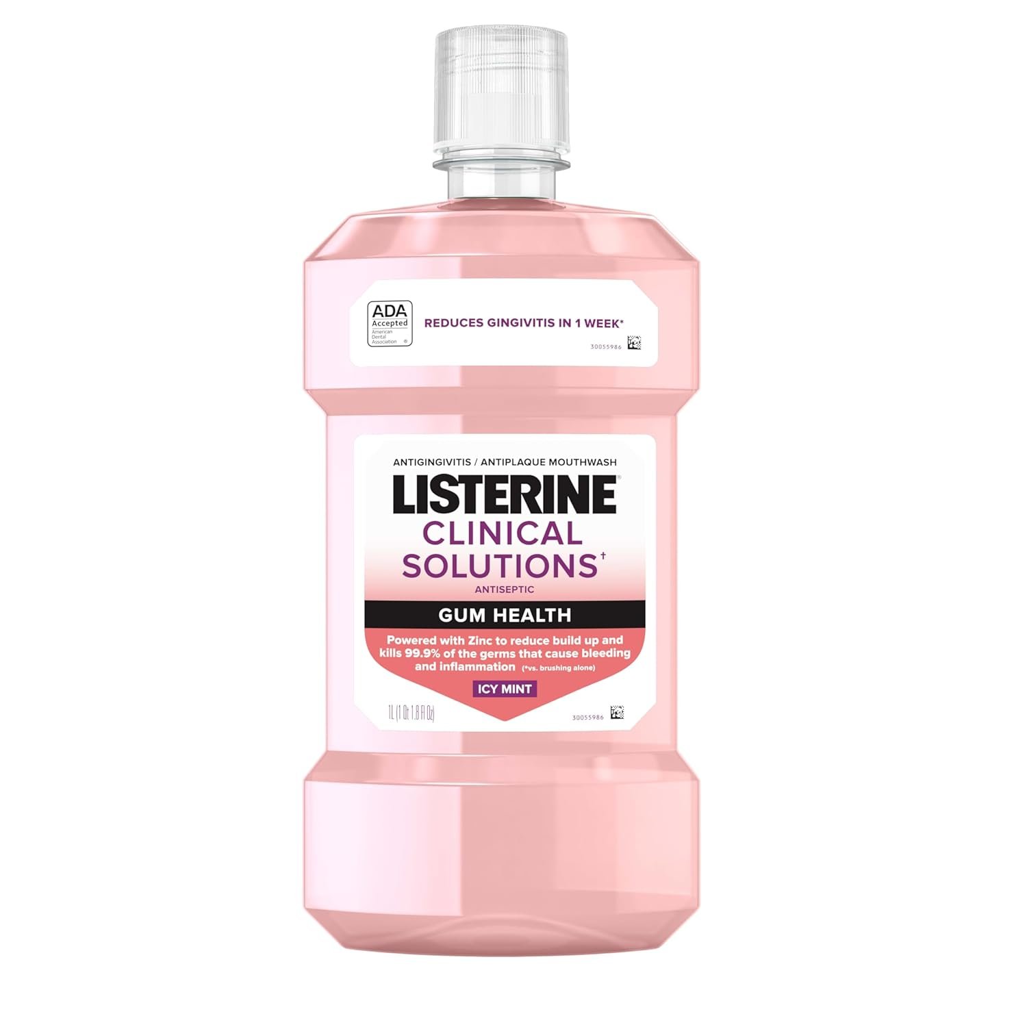 Listerine Clinical Solutions Gum Health Antiseptic Mouthwash, Antigingivitis & Antiplaque Oral Rinse Helps Prevent Plaque Buildup & Immediately Kills Germs for Healthier Gums, ICY Mint, 1 L