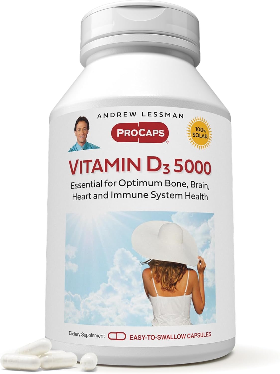 ANDREW LESSMAN Vitamin D3 5000 IU 60 Capsules – High Potency, Essential for Calcium Absorption, Supports Bone Health, Healthy Muscle Function, Immune System, More. Small Easy to Swallow Capsules