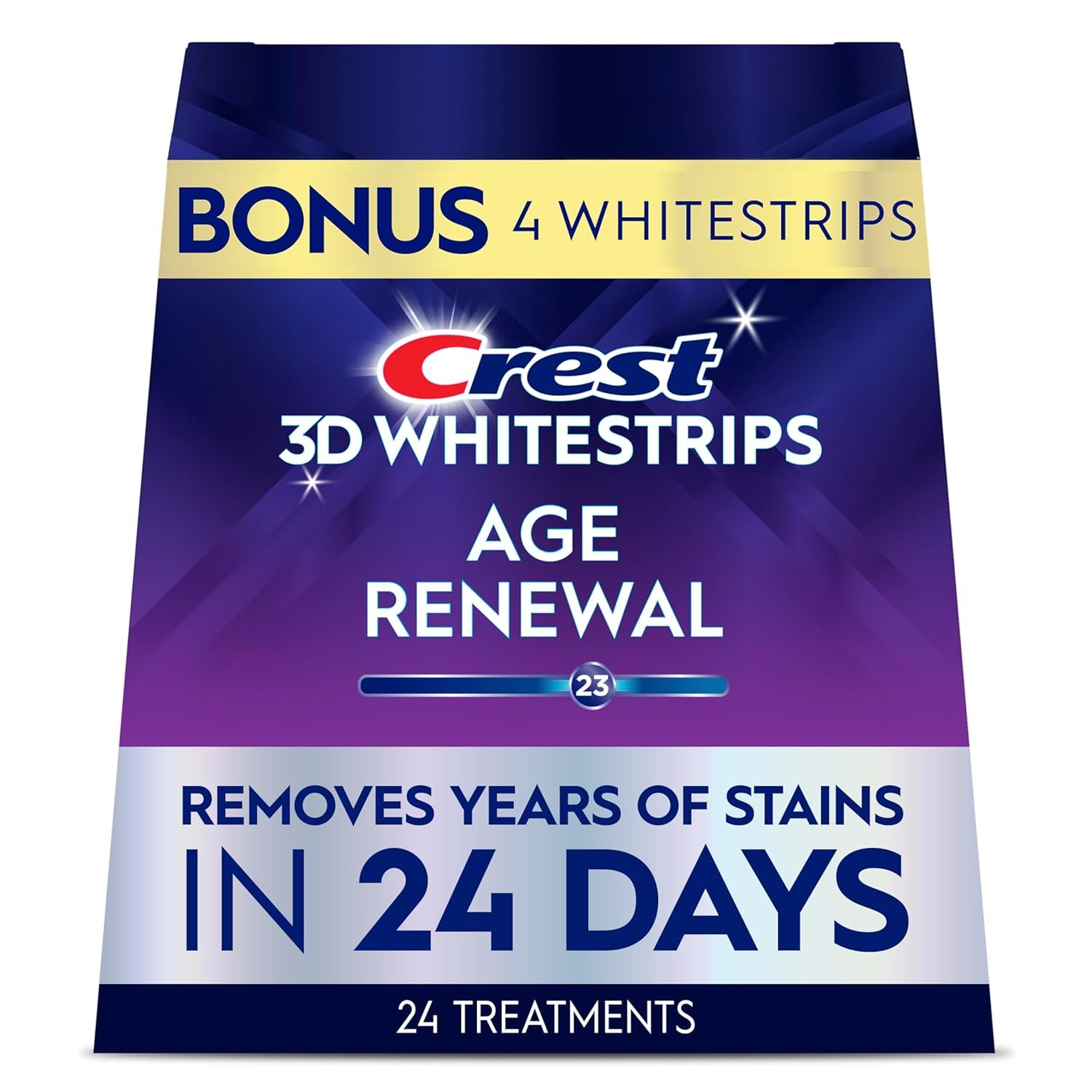 Crest 3D Whitestrips Age Renewal – Teeth Whitening Kit, 24 Treatments (20 + 4 Bonus), Each with 1 Upper/1Lower, 48 Strips – Crest 3DWhite Teeth Whitening Strips