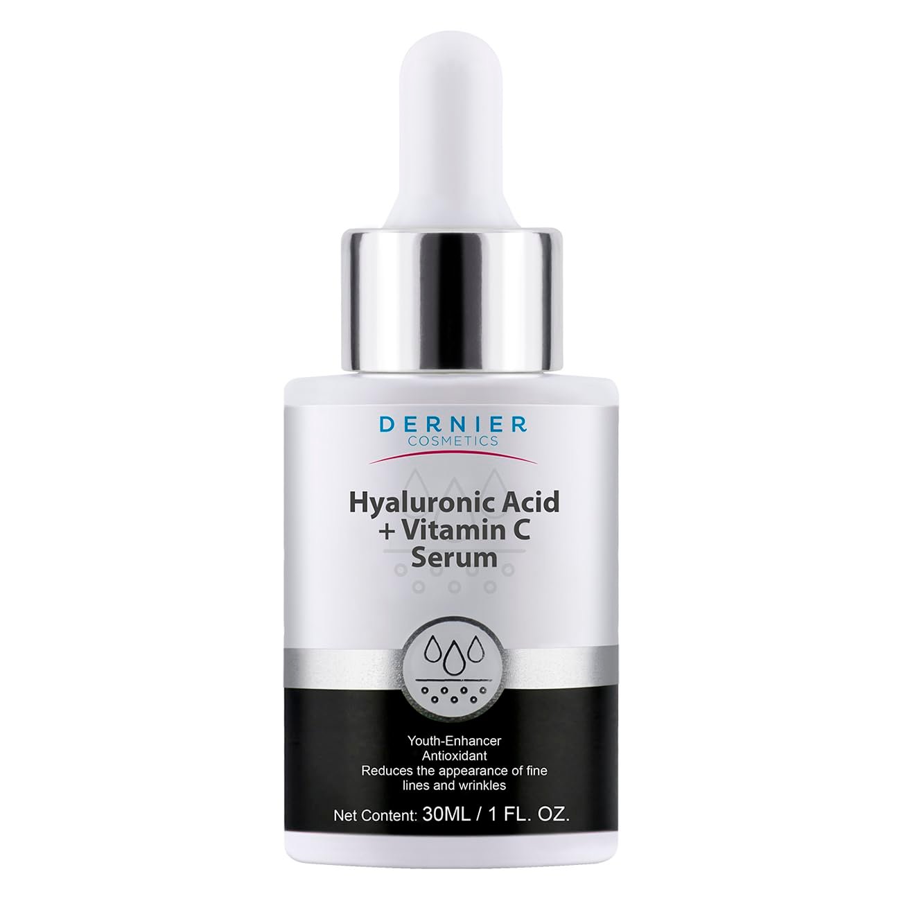 Dernier 8% Vitamin C and 1% Hyaluronic Acid Serum – Hydrating Brightening Anti-Aging Dark Spot Remover Hyperpigmentation Wrinkles Treatment Women & Men Facial Moisturizer Glowing Skin Care (1 fl oz)