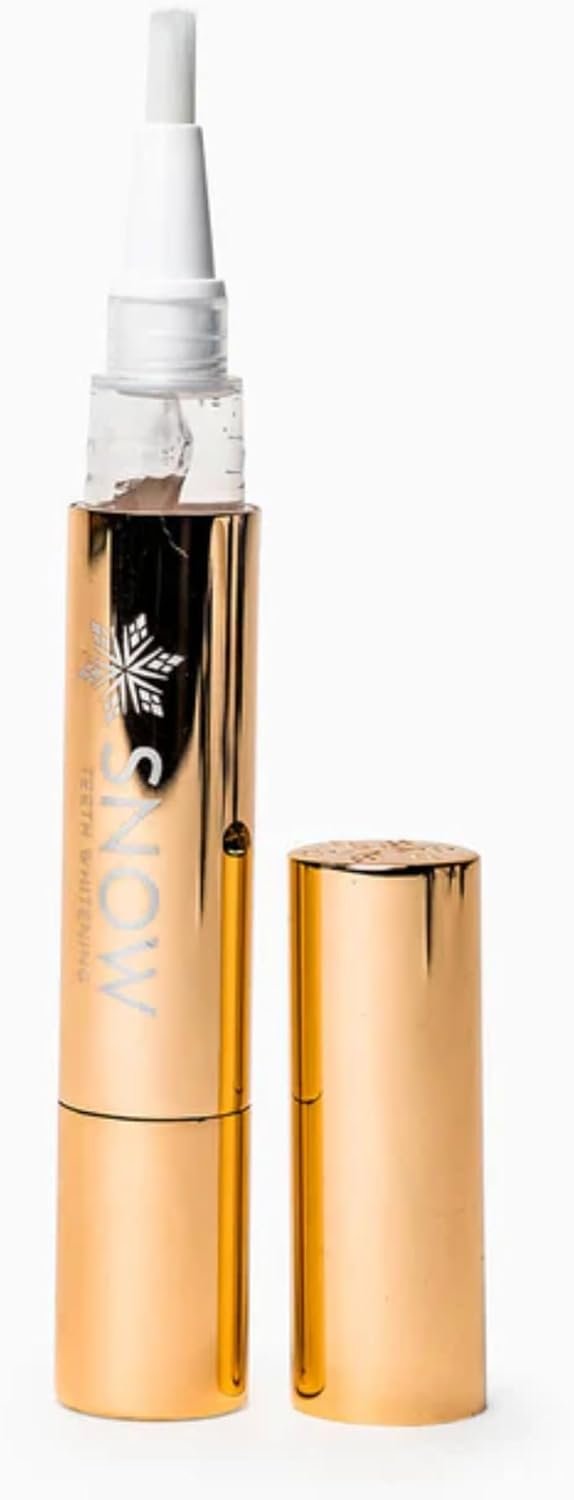 SNOW Teeth Whitening Pen – Extra Strength Gold Serum Wand, Carbamide Peroxide and Hydrogen Peroxide Whitening Pens for Your Teeth, Helps Remove Coffee and Tea Stains, Formulated with Xylitol – 2 mL