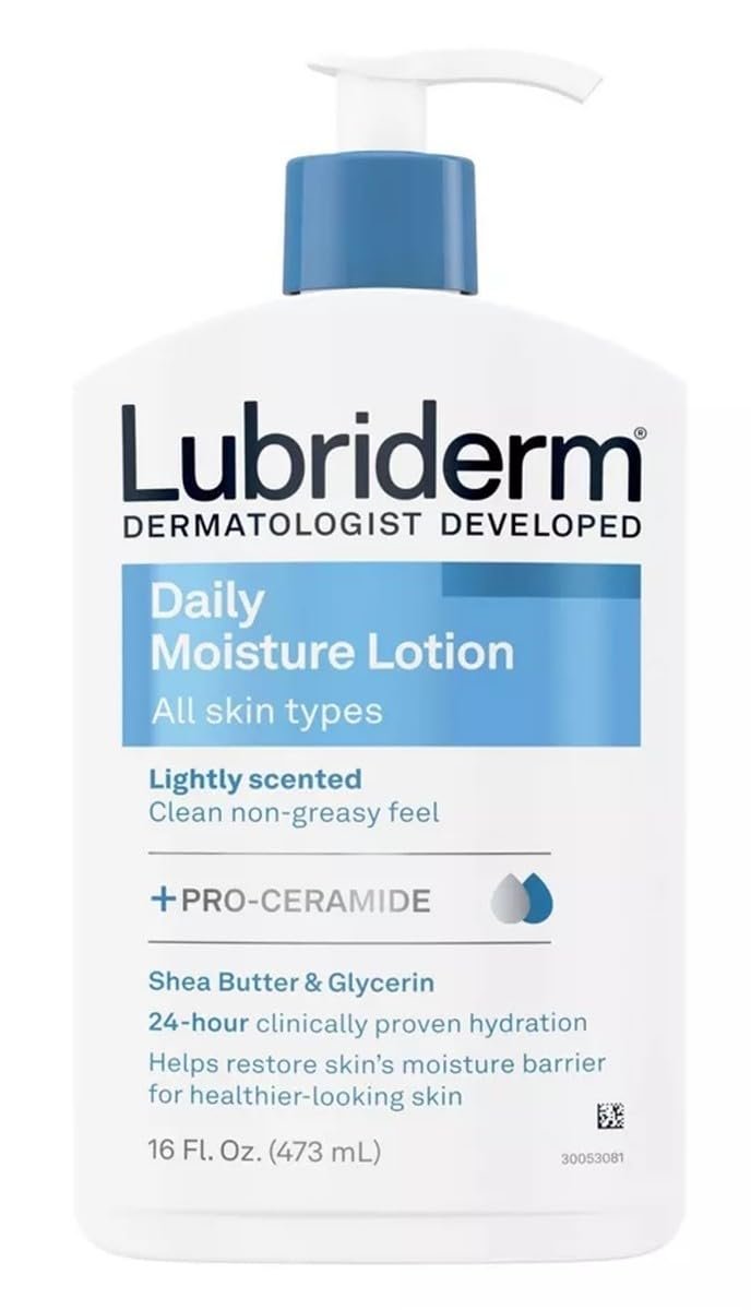 Lubriderm Daily Moisture Hydrating Body and Hand Lotion with Vitamin B5, Non-Greasy, 16 fl Oz, Package may vary