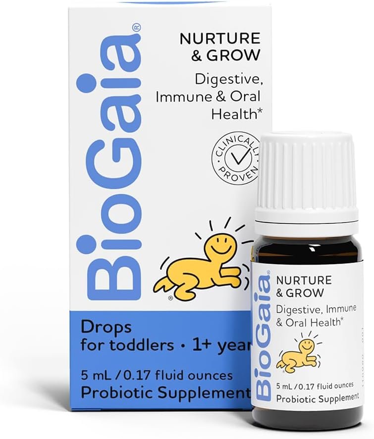 BioGaia Nurture & Grow for Toddlers | Ages 1+ | Liquid Probiotic | Allergen-Free | Triple-Benefit Probiotic for Kids | Digestive Health, Immune Support & Oral Health Protection | 25-Day Supply