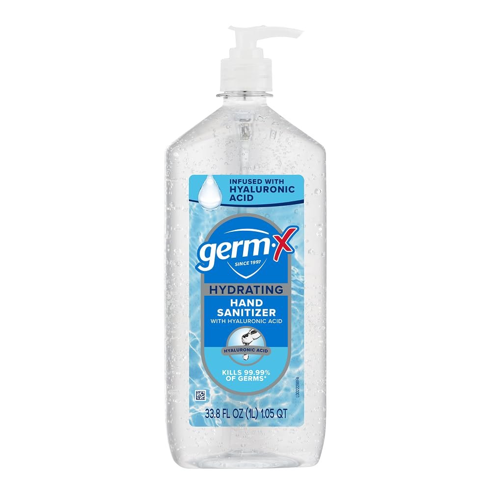 Germ-X Hydrating Hand Sanitizer, with Hyaluronic Acid, 1L Bulk Pack, No Rinse Formula, Sanitizing Liquid Gel for All Skin Types, Formulated without Parabens, Phthalates & Dyes