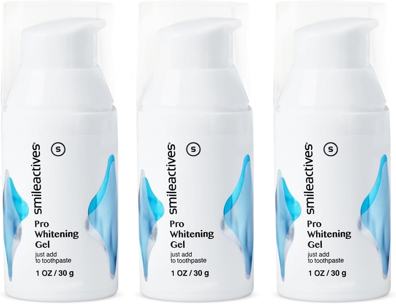 Smileactives Teeth Whitening Gel for Toothpaste with Clinical-Grade Hydrogen Peroxide, Tooth Stain Remover for White Teeth, Dentist Quality Pro Whitening Gel to Remove Coffee Stains, 3 Pack, 1 oz