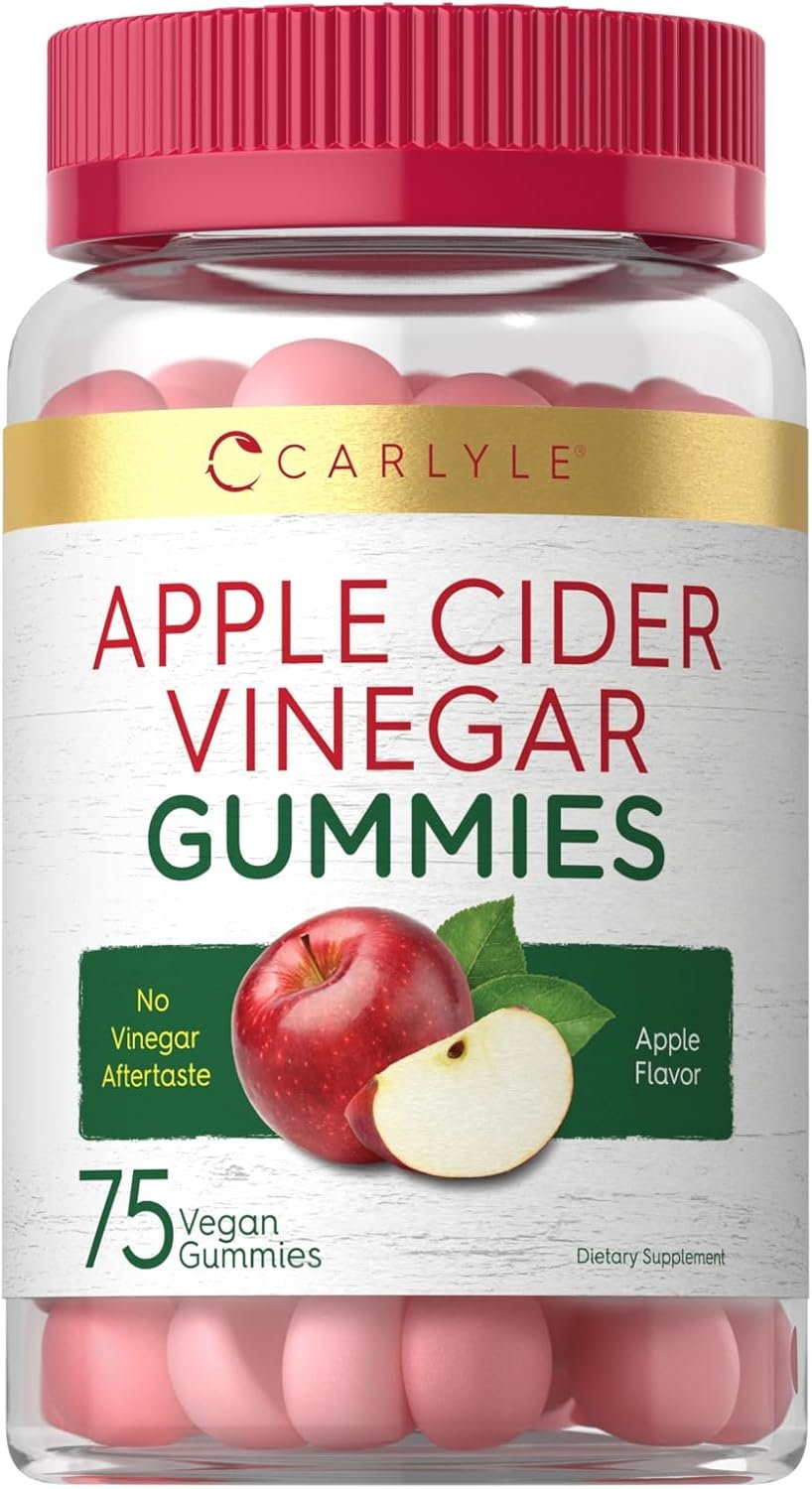 Carlyle Vegan Apple Cider Vinegar Gummies | 75 Count | Apple Flavor | Non-GMO, Gluten Free | ACV Supplement