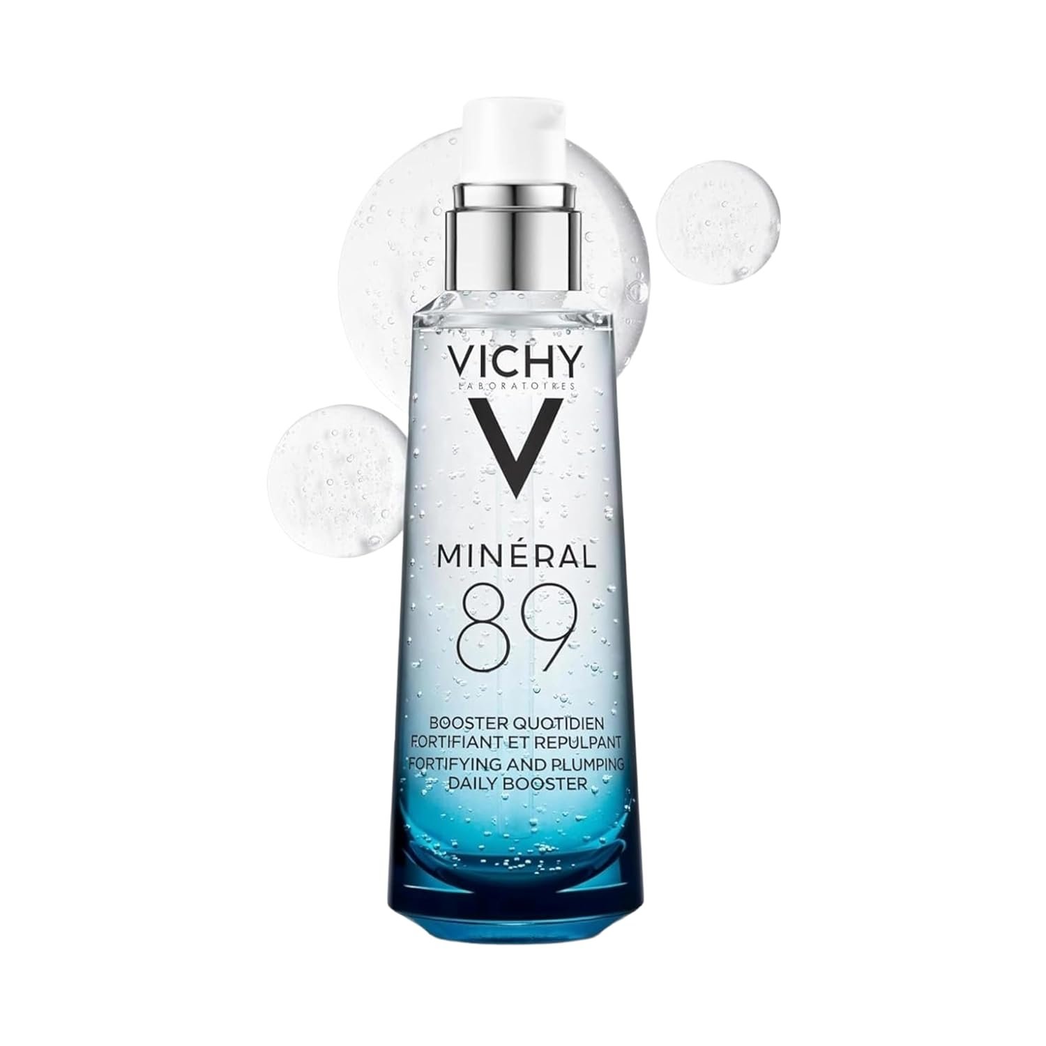 Vichy Mineral 89 Booster, Pure Hyaluronic Acid Serum for Face with Volcanic Mineral Water for Skin Barrier Repair, Plumps & Hydrates, Lightweight Moisturizing Gel, Oil-Free, Non-Sticky