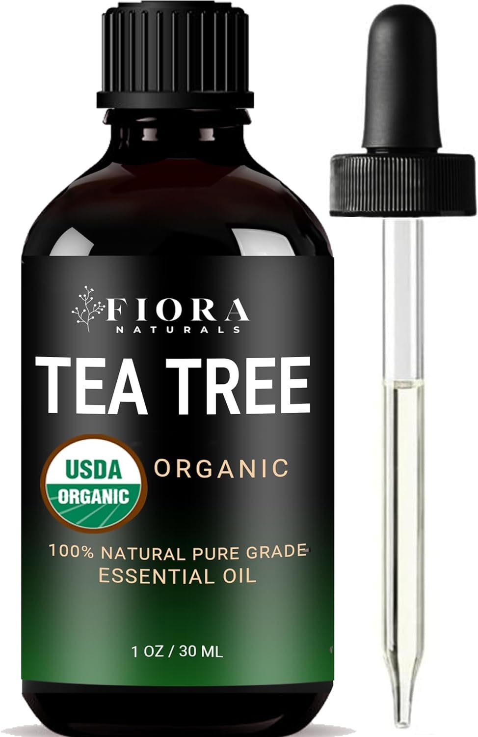 Tea Tree Oil – 100% Pure Organic Tea Tree Essential Oil for Skin, Face, Hair, Scalp, Nails, and Toenail – Therapeutic Grade Tree Tea Oil for Acne & Hair Growth – 1 fl oz – by Fiora Naturals