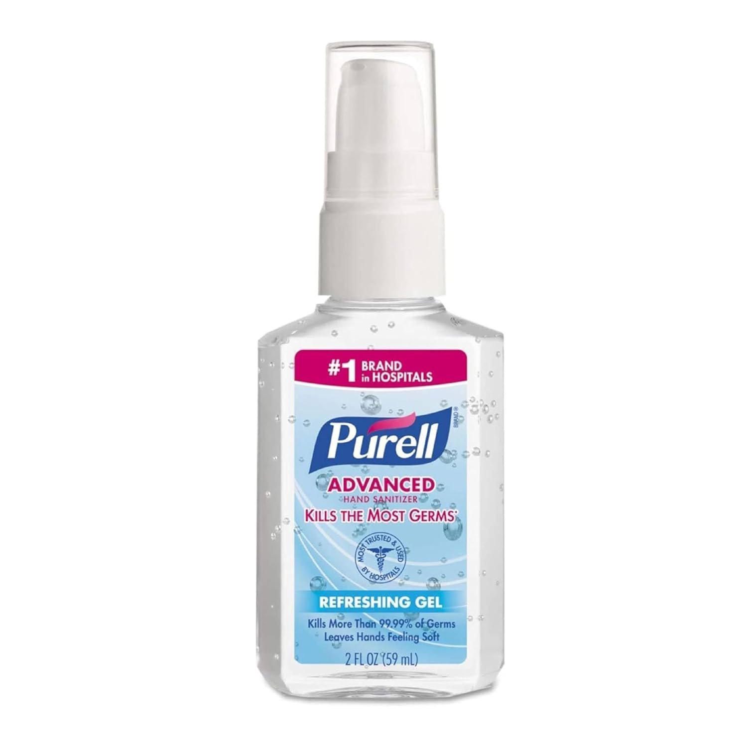PURELL Advanced Hand Sanitizer Refreshing Gel, Clean Scent, 2 fl oz Travel Size Pump Bottle (Pack of 1)