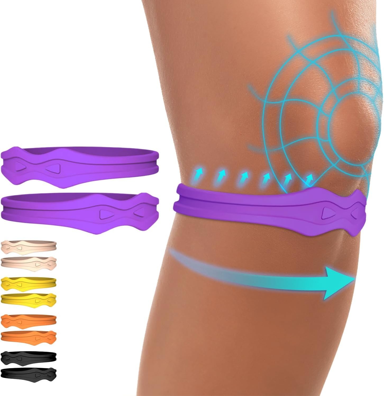 Fit Geno Knee Strap Patella Support: Knee Band for Patellar Tendon Pain Relief – Knee Brace for Tendonitis Jumpers Running Sports Basketball Men Women 2 Packs (Purple)