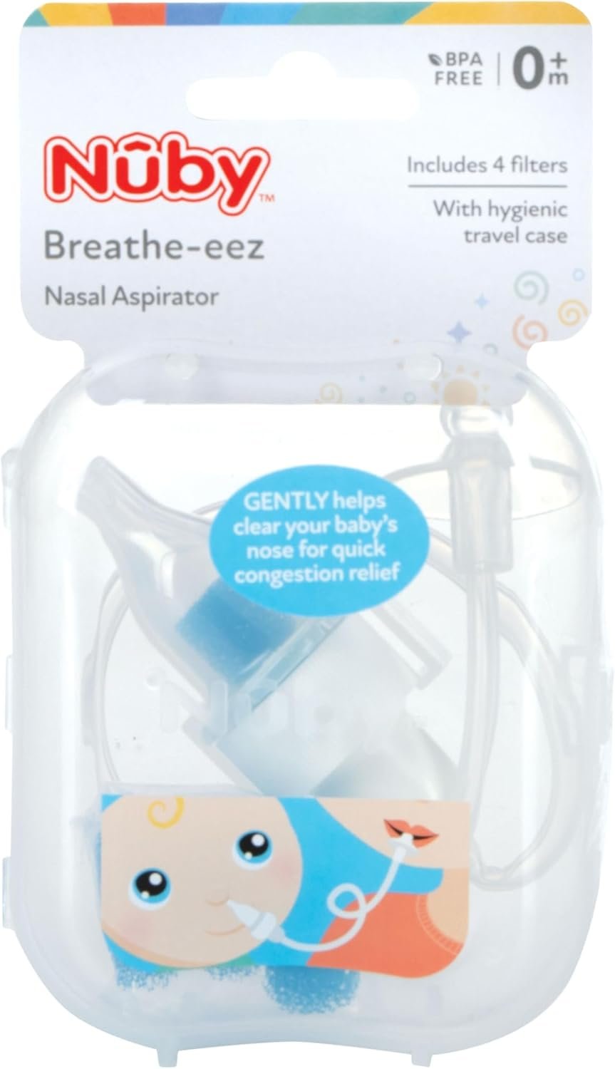 Nuby, Breathe-EEZ Infant Nasal Aspirator with Travel Case, 5″