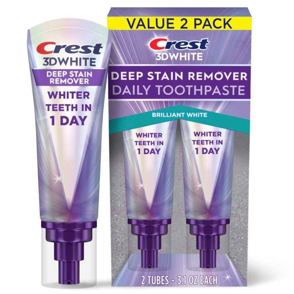 Crest 3DWhite Brilliance Deep Stain Remover Brilliant White Toothpaste – 3.1oz/2pk