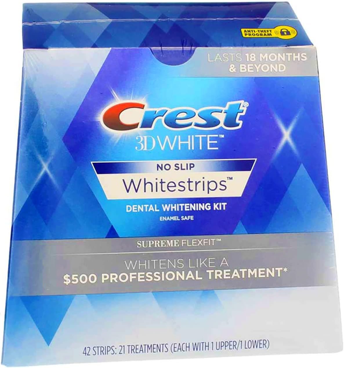 Crest 3D No Slip Whitestrips Dental Whitening Kit Supreme Flexfit – 21 Treatments