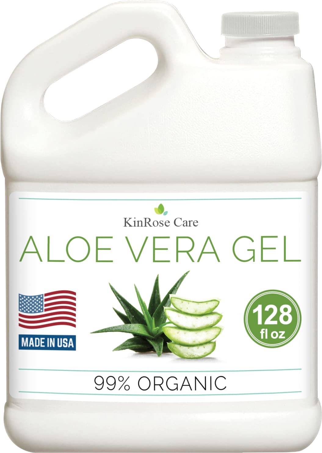 Aloe Vera Gel Organic Gallon for Face, Skin, Hair & Sunburn Relief 100 Percent Pure Aloe Vera Gel Bulk Wholesale – Cold Pressed, Vegan, Unscented – Made in USA (128 Fl Oz)