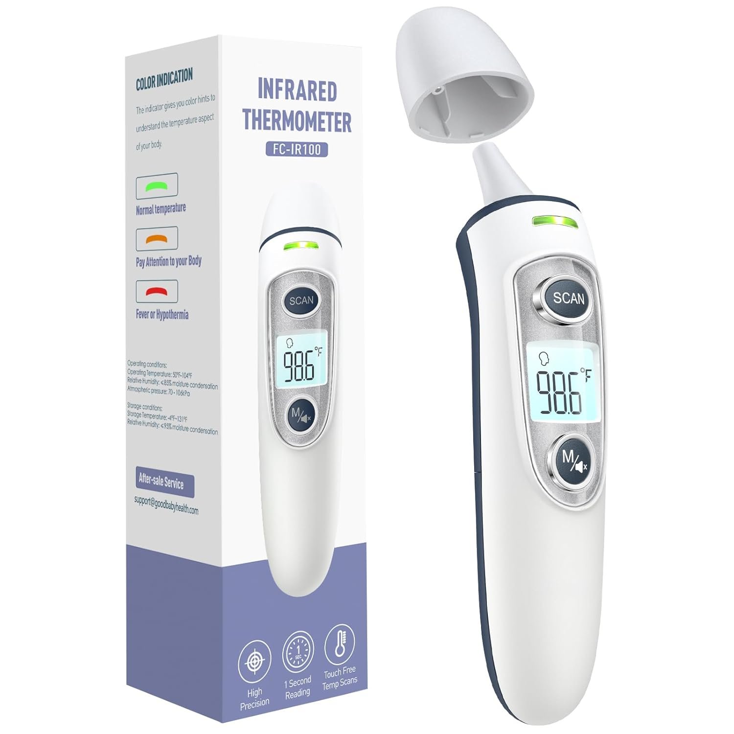Ear Thermometer for Adults and Kids, Digital Accurate Ear and Forehead Thermometer with Fever Alarm, 1 Second Fast Result, Easy to use, 2 in 1 Mode