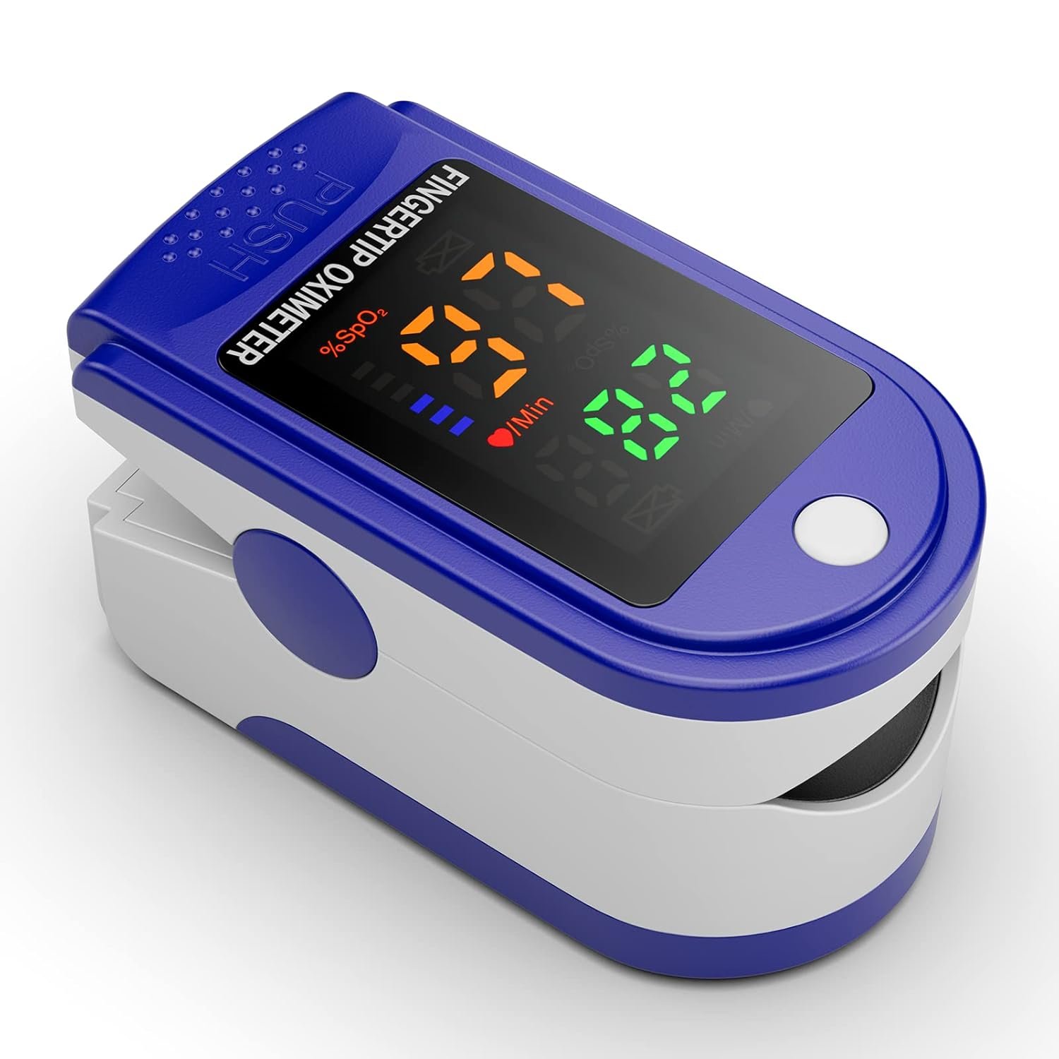 Fingertip Pulse Oximeter Blood Oxygen Saturation Monitor with OLED Screen Included Lanyard (Blue)