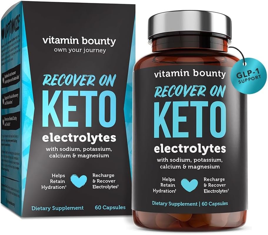 Vitamin Bounty Recover On Keto Electrolytes – Keto Supplements, Electrolytes Pills, Electrolyte Supplement, Keto Vitamins, Sugar Free Hydration, Boost Energy, GLP 1 Support- 60 Capsules