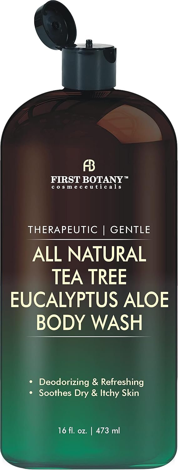 First Botany, ALL Natural Body Wash – Fights Body Odor, Athlete’s Foot, Jock Itch, Nail Issues, Dandruff, Acne, Eczema, Shower Gel for Women & Men, Skin Cleanser -16 fl oz (Tea Tree Eucalyptus)