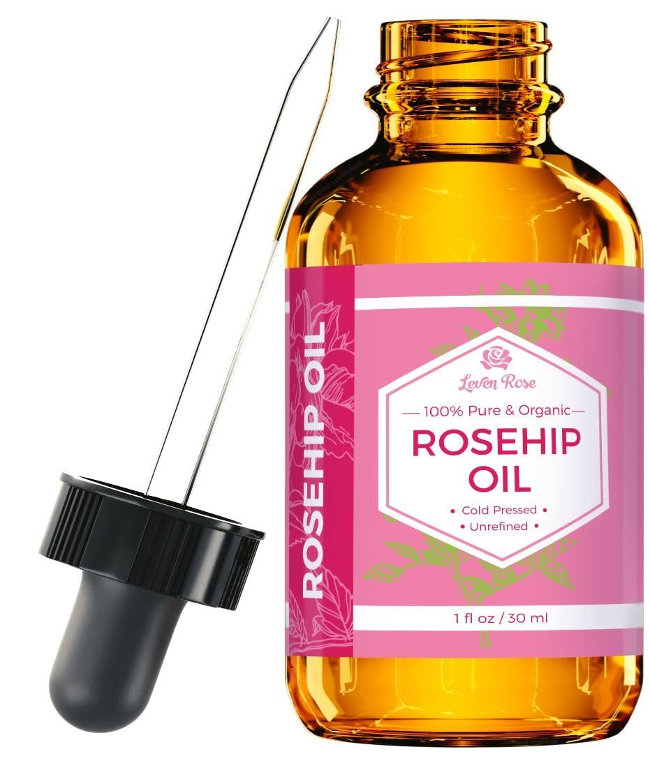 Leven Rose Rosehip Seed Oil for Face 1 oz – Pure Rosehip Oil for Face – Unrefined Cold Pressed Rosehip Oil for Body – Nighttime Face Moisturizer for Hair, Skin & Nails