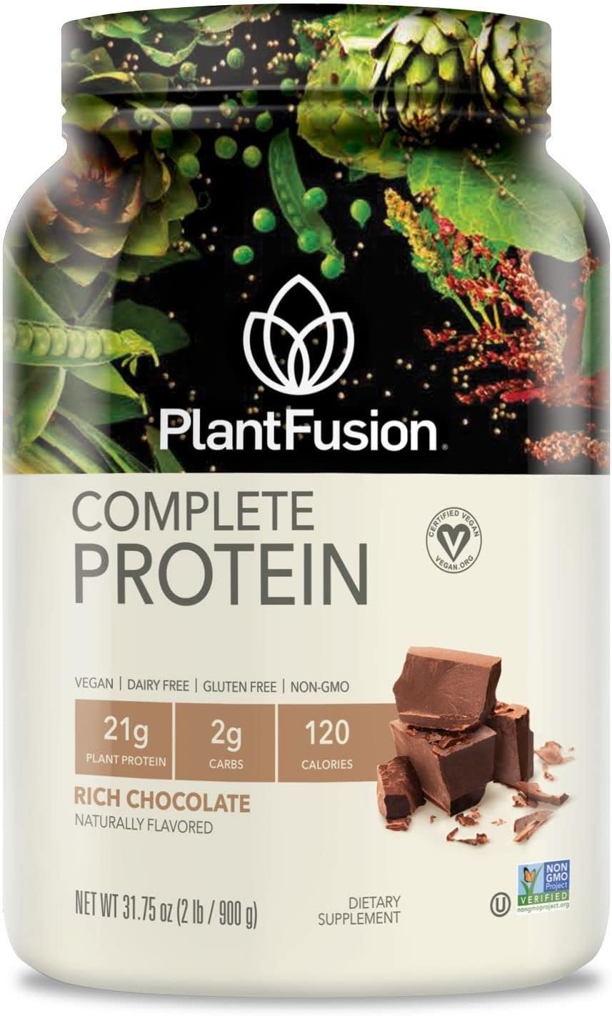 PlantFusion Complete Vegan Protein Powder – Plant Based With BCAAs, Digestive Enzymes and Pea Protein – Keto, Gluten Free, Soy Free, Non-Dairy, No Sugar, Non-GMO – Chocolate 2 lb