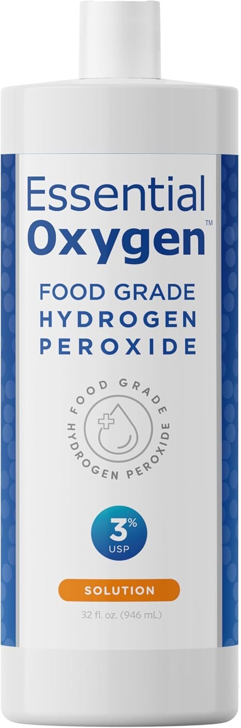 Essential Oxygen Food Grade Hydrogen Peroxide 3%, Natural Cleaner, Refill, 32 Fl Oz