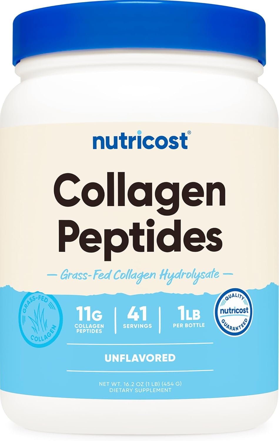 Nutricost Collagen Peptides Powder 1LB (454 G) – Grass Fed Bovine Collagen Hydrolysate (Unflavored)
