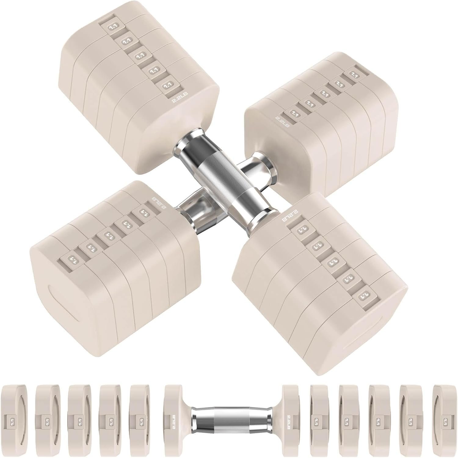 30.8LB Adjustable Dumbbell Set, Each Adjustable Weight Dumbbell with 6 Levels 4.4/6.6/8.8/11/13.2/15.4lb, Hand Weights Set for Men/Women Home Gym Exercise Workout
