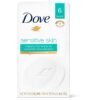 Dove Bath Bars, Sensitive Skin, Unscented 6-4 oz (113 g) bars [24 oz (1.5 lb) 678 g] (Packaging may vary)