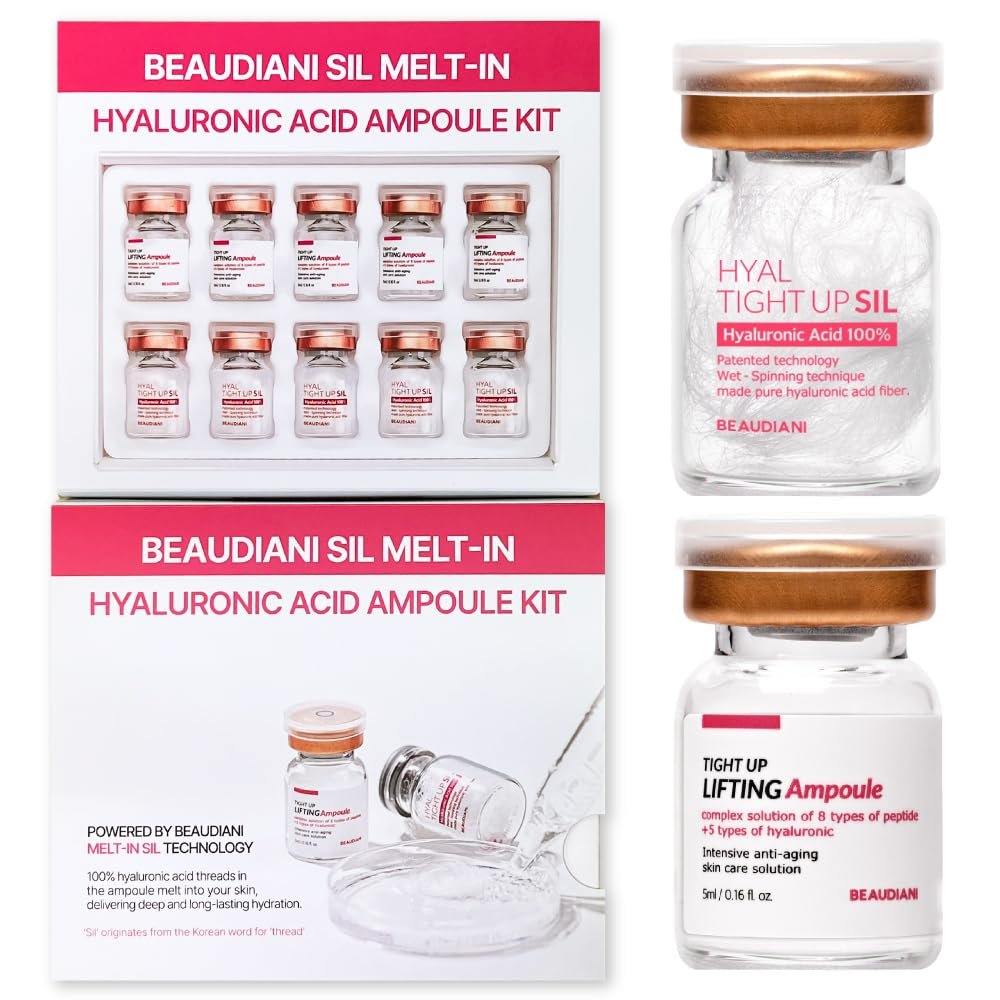 BEAUDIANI Sil Melt-In Hyaluronic Serum & Ampoule Kit, 5 Session Intensive Hydration Program Korean Skincare Melt-In Hyaluronic Thread Serum