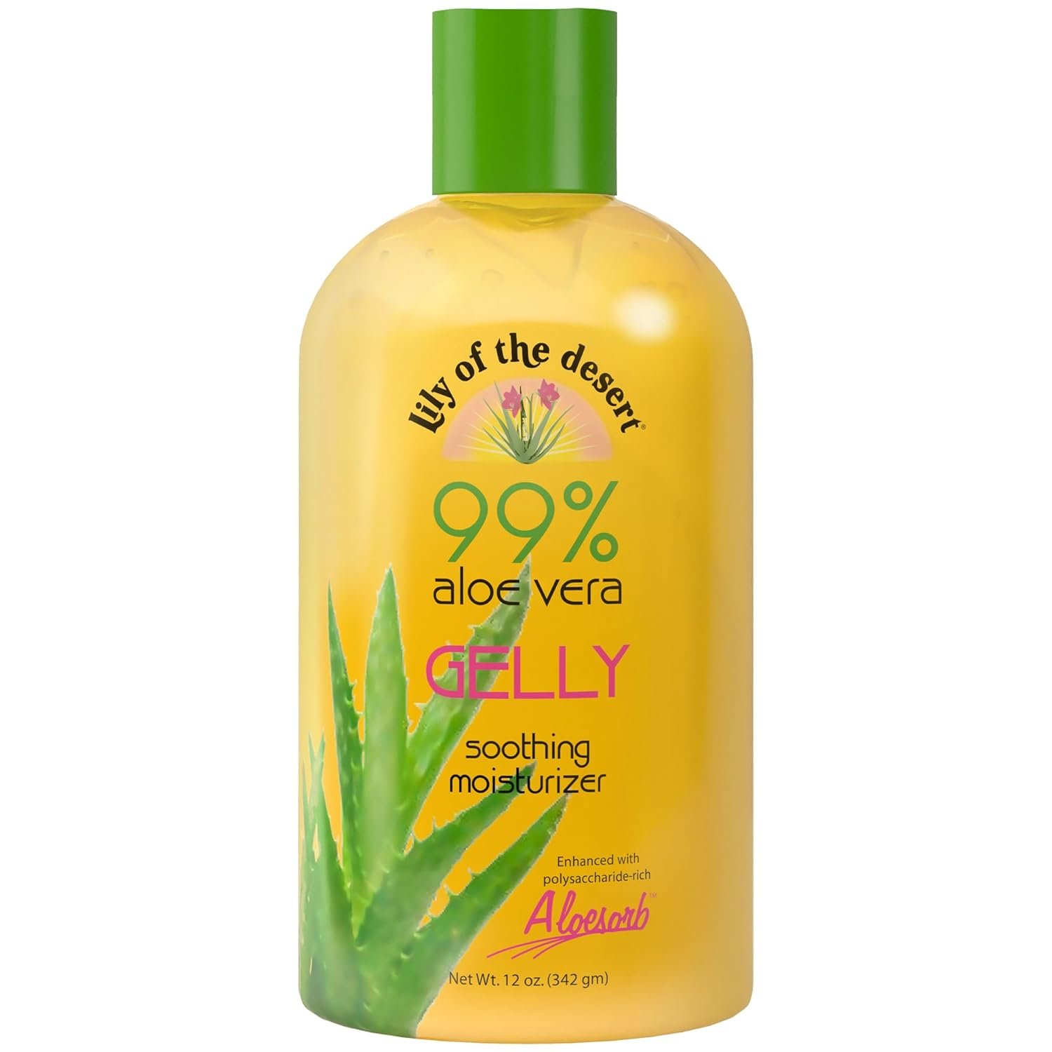 Lily Of The Desert Gelly Moisturizer – 99% Organic Aloe Vera Gel for Skin, After Sun Care with Aloe, Vitamin E Oil, and Vitamin C for Sunburn Relief, 12 Fl Oz