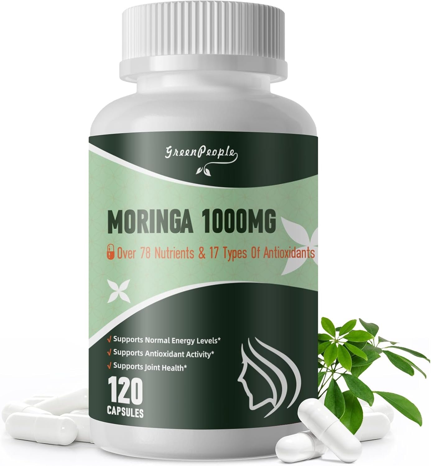 GREENPEOPLE Liposome Moringa Capsules 1000mg – 10X Absorption 7- in -1 Pure Moringa Powder Supplement Green Antioxidant Superfood with Turmeric for Energy/Immune/Gut Health 120Pcs 60 Day Vegan