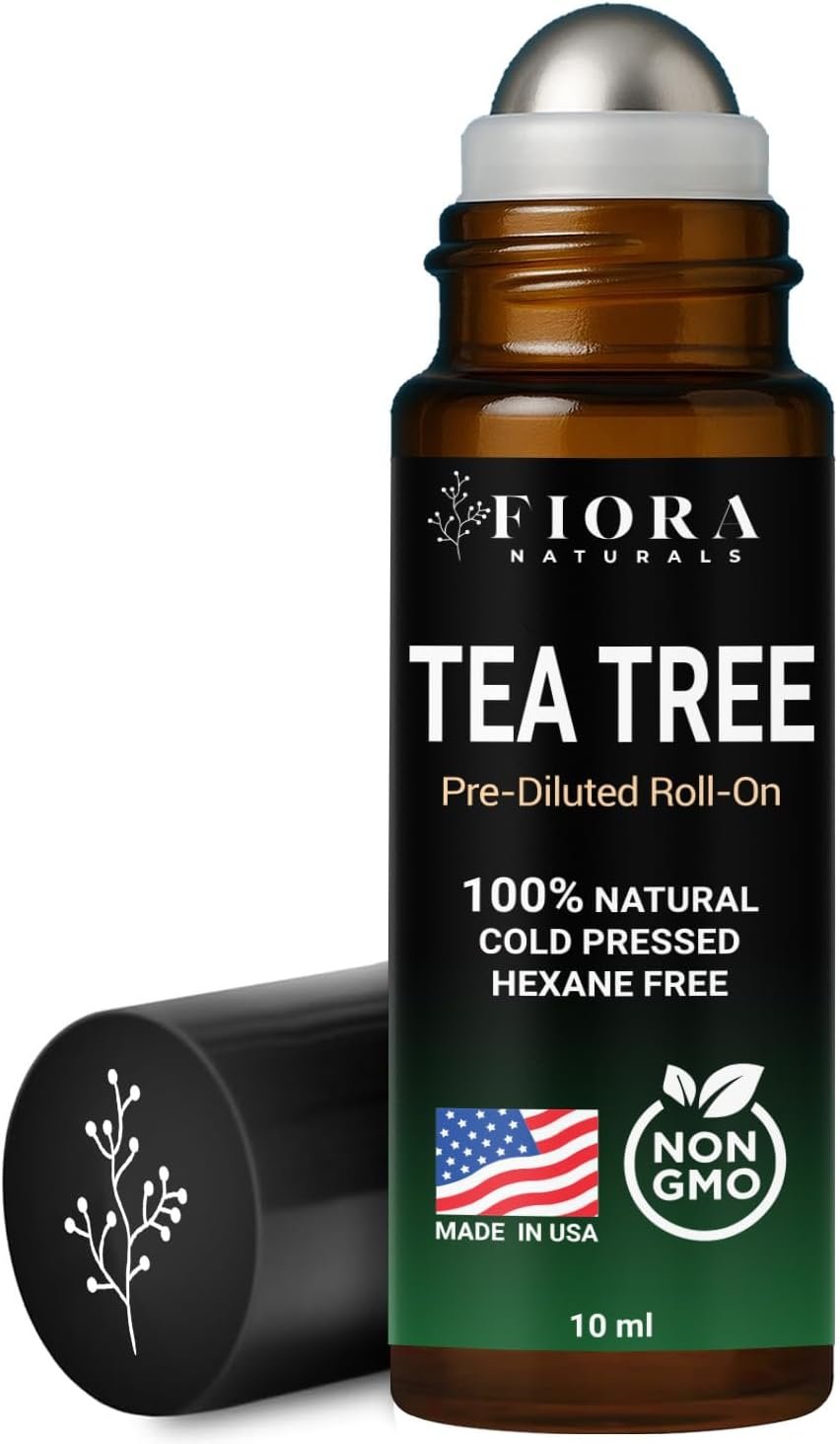 Fiora Naturals Tea Tree Oil Roll On – 100% Natural Tea Tree Essential Oil for Skin, Face, Acne, Nails, Cuticles, Scalp & Aromatherapy Wellness