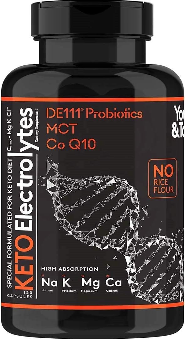 Keto Electrolyte Capsules with MCT, Magnesium, Potassium & Zinc – Probiotics, CoQ10 & Vitamin D3 for Hydration, Energy, Fasting Support, Low Carb & Carnivore Diets – 120 Unflavored Pills