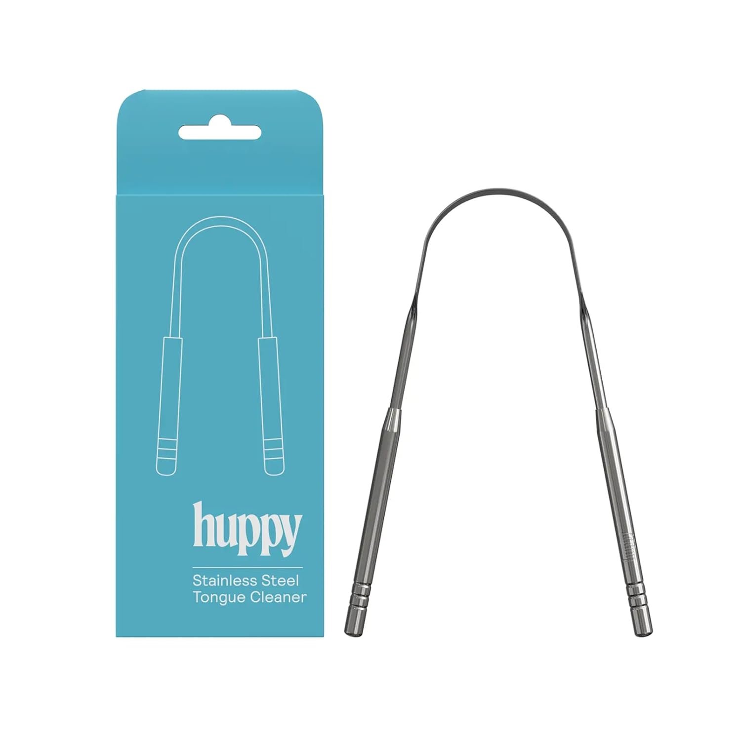 HUPPY Stainless Steel Tongue Cleaner – Reusable Tongue Scraper for Fresh Breath & Oral Hygiene | Durable Zero-Waste Tool, Removes Tongue Coating, Easy to Clean
