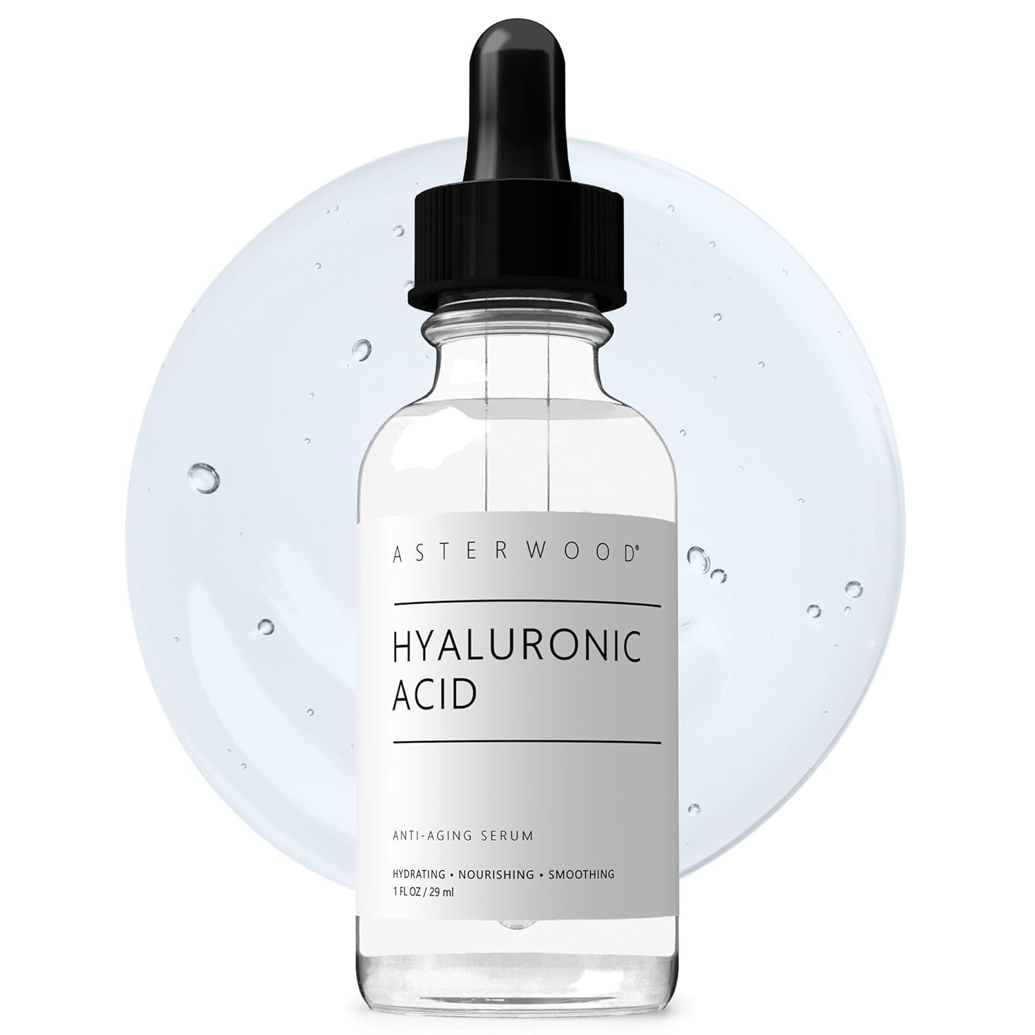 Asterwood Hyaluronic Acid Serum for Face – Plumping, Anti-Aging, Hydrating – Fragrance-Free – 1 Fl Oz