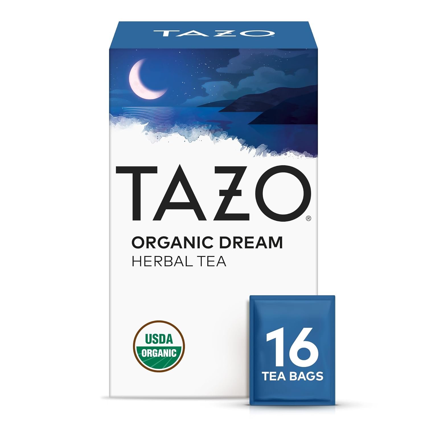 TAZO Organic DREAM Herbal Tea Bags, Caffeine-Free Bedtime Tea, Relaxing Chamomile and Lavender Blend, 16 Total Tea Bags