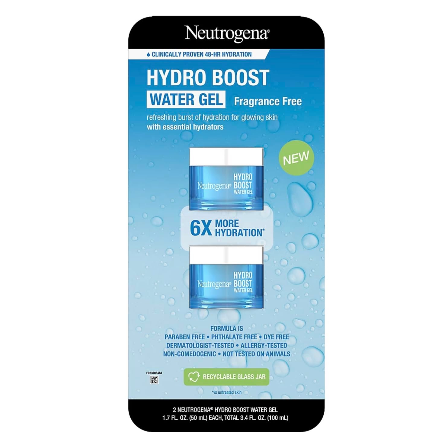 Neutrogena Hydro Boost Face Moisturizer with Hyaluronic Acid for Dry Skin, Oil-Free and Non-Comedogenic Water Gel Face Lotion, 3.4 oz