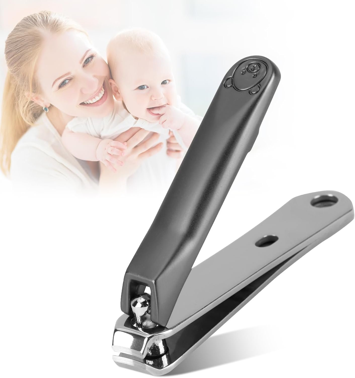 Kids Nail Clippers for Infants, Toddlers and Kids, Small Jaw Nail Trimmer, Precision Grooming Tool for Baby’s Tiny Fingernails and Toenails, Stainless Steel Clippers for Child Care (Black)