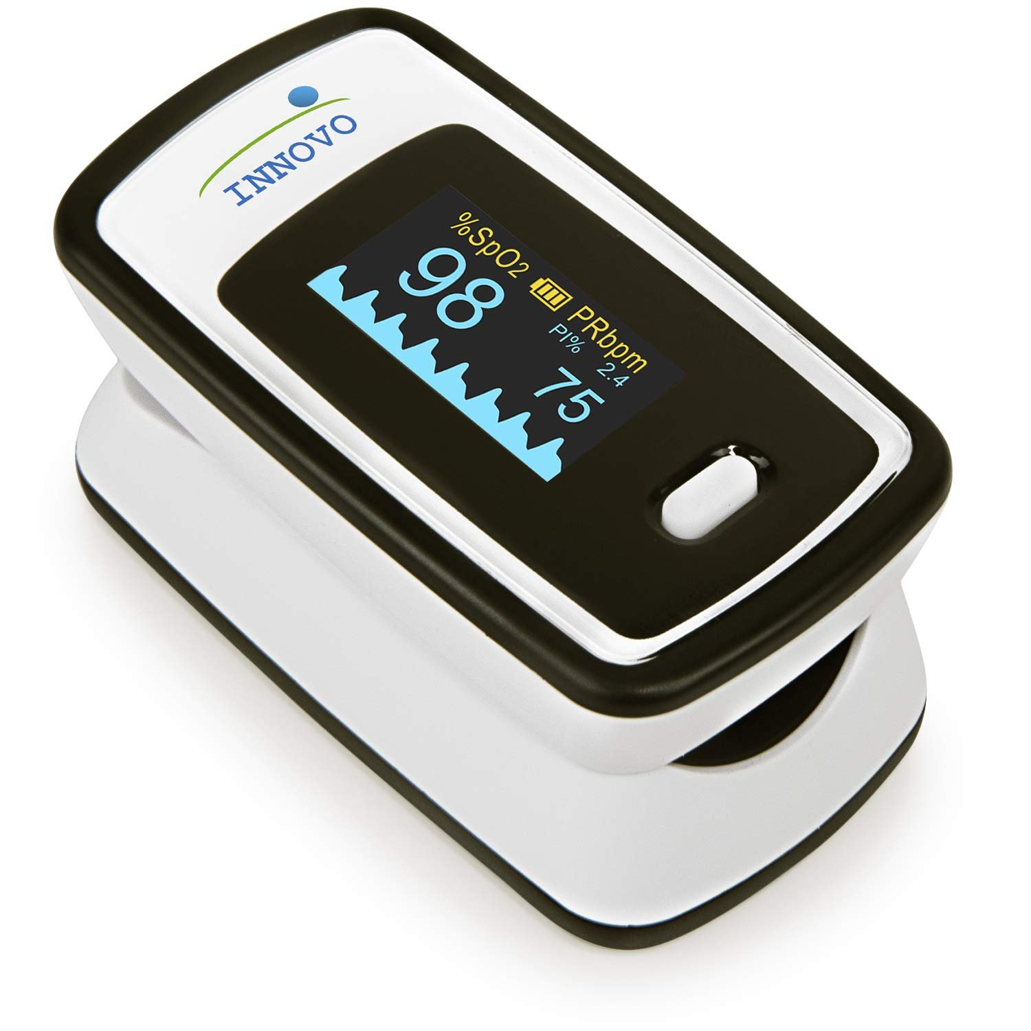 Innovo Deluxe iP900AP Fingertip Pulse Oximeter Blood Oxygen Saturation Monitor with Alarm, Plethysmograph and Perfusion Index