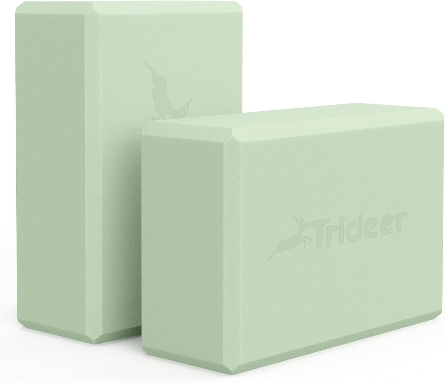 Trideer Yoga Blocks 2 Pack, Soft Non-Slip Foam Blocks with Beveled Edges for Alignment and Stretching in Yoga, Pilates, and Dance – Supportive, Lightweight, Odor Resistant, Latex-Free