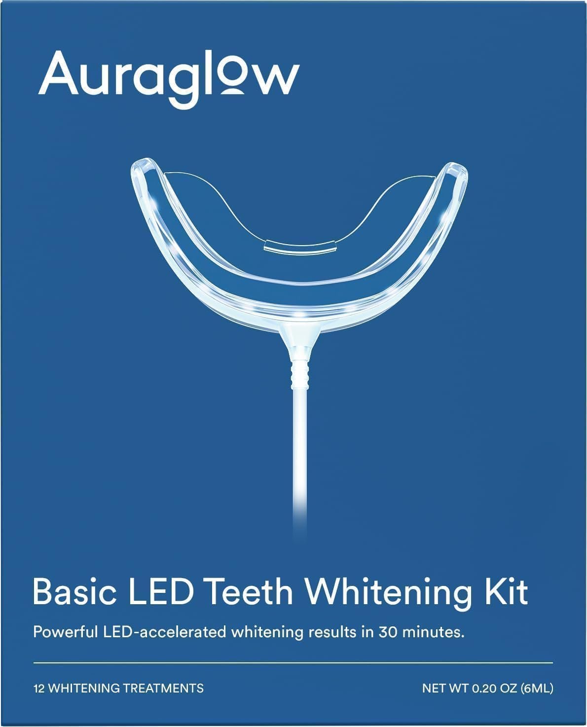 Auraglow Teeth Whitening Kit, Wired LED Accelerator Light, 35% Carbamide Peroxide Teeth Whitening Gel, 12 Whitening Treatments, Whitens up to 10 Shades in 7 Days