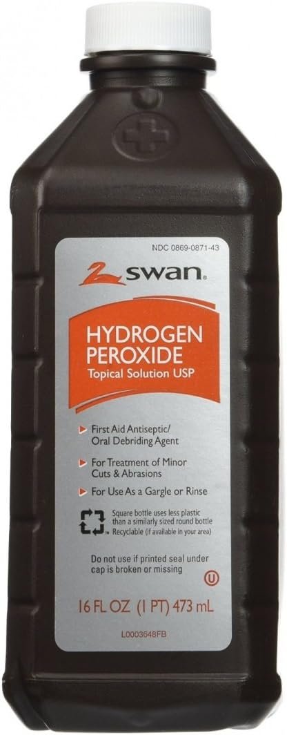 Hydrogen Peroxide First Aid Solution Antiseptic Oral Debriding Agent (2 Pack, 16 oz)