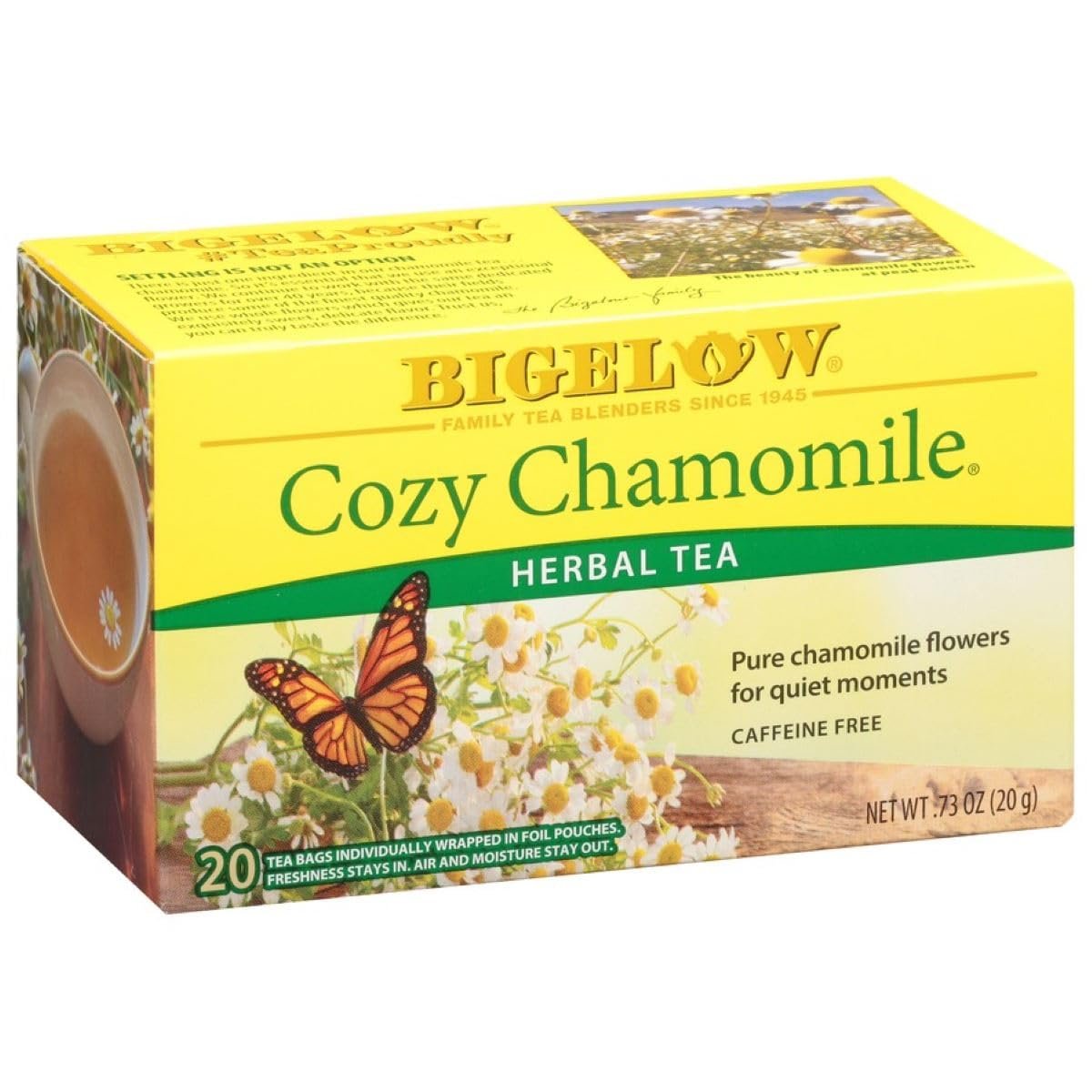 Bigelow Tea Cozy Chamomile Caffeine Free Herbal Bags, 20 Count, Pack of 6)