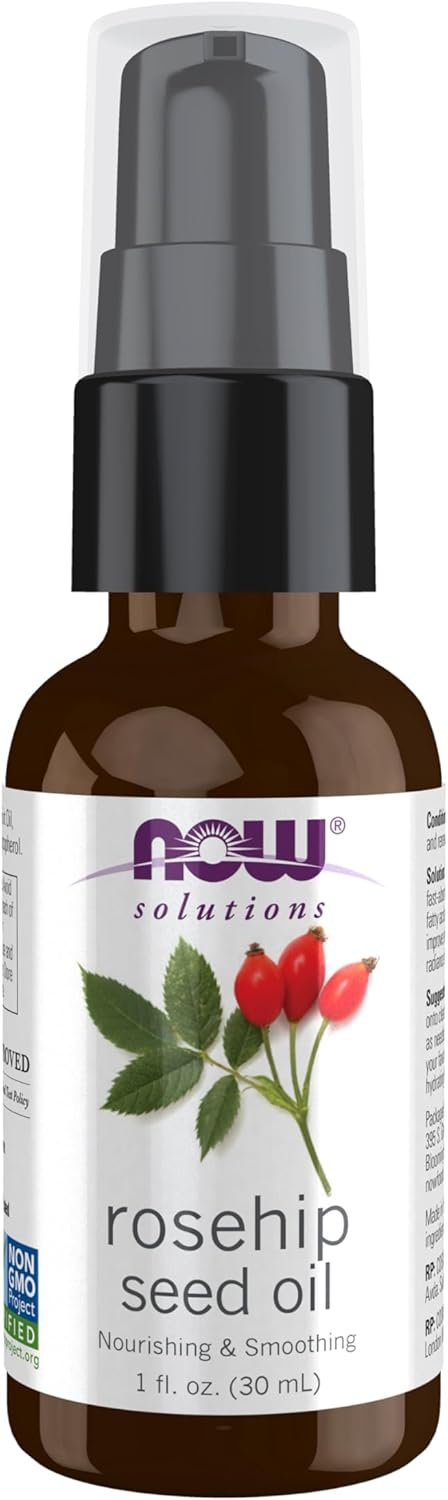NOW Solutions, Rose Hip Seed Oil, 100% Pure, Nourishing and Renewing, For Facial Care, Vegan, Child Resistant Cap, 1-Ounce