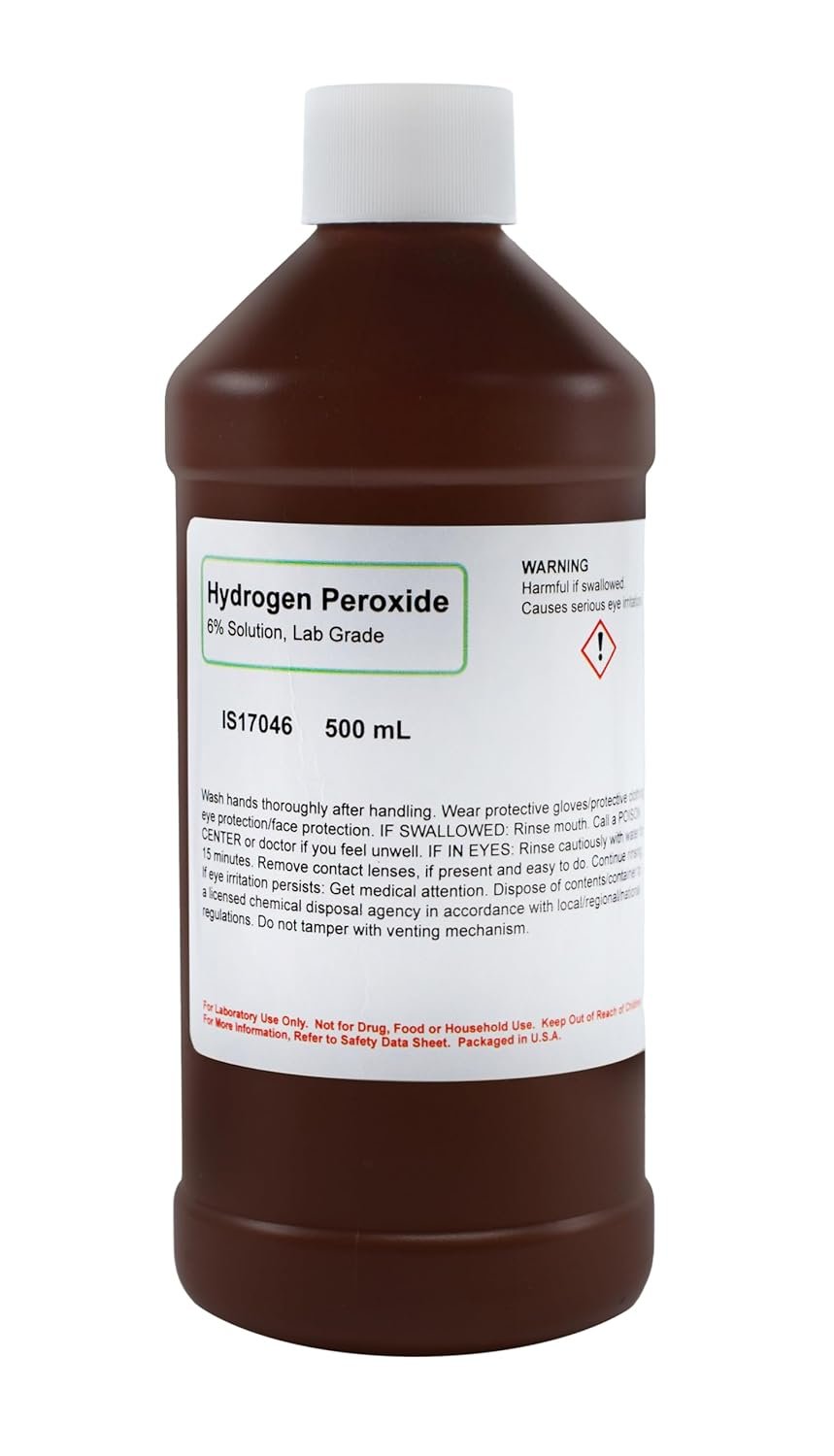 Hydrogen Peroxide 6% Solution, 500mL – Laboratory Grade – The Curated Chemical Collection