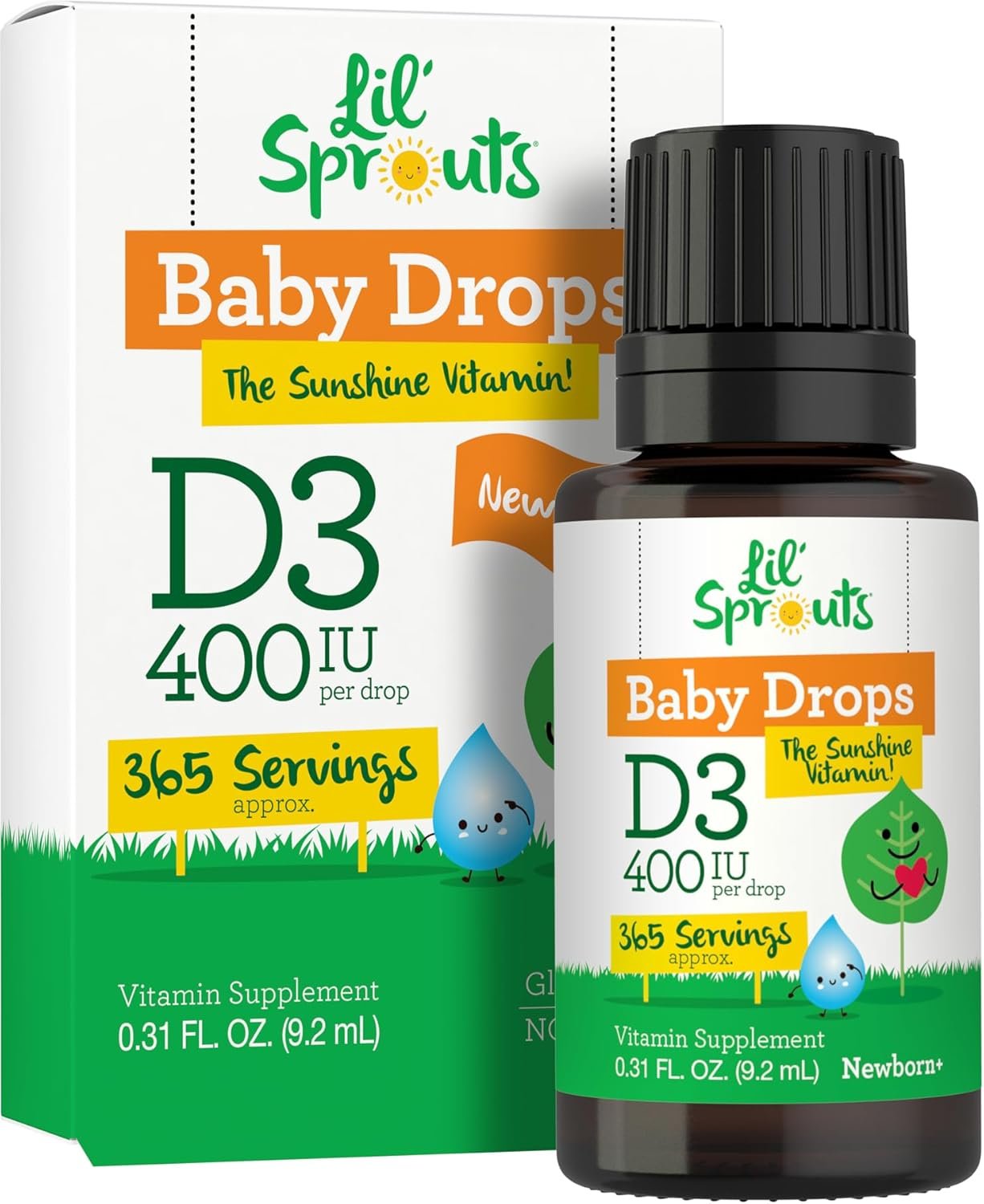 Carlyle Baby Vitamin D3 Liquid Drops | 400 IU | .31oz (9.2 mL) 1 Year Supply (365 Servings) | Vegetarian, Non-GMO, and Gluten Free by Lil’ Sprouts