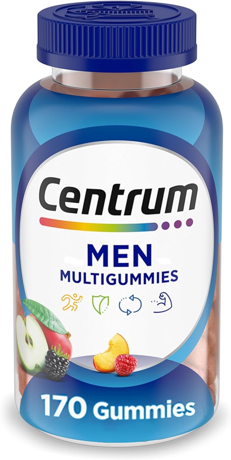 Centrum MultiGummies Gummy Multivitamin for Men, Multivitamin/Multimineral Supplement with Selenium, Antioxidants and Vitamin D3, Assorted Fruit Flavor – 170 Count