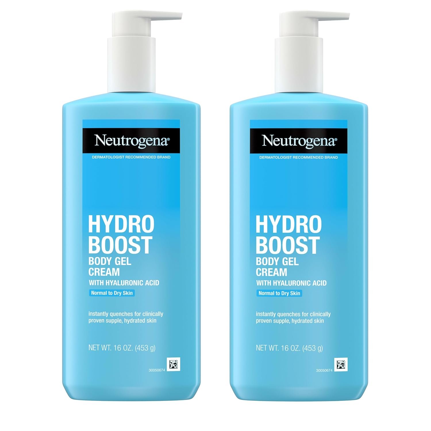 Neutrogena Hydro Boost Body Gel Cream, Hydrating Body Lotion with Hyaluronic Acid for Normal to Dry Skin, Hyaluronic Acid Lightweight Moisturizer, 16 oz, 2 Pack