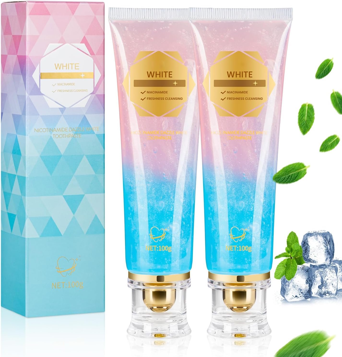 2 Pack Niacinamide Whitening Toothpaste Nicotinamide Radiant Whitening Toothpaste, Nicotinamide White Toothpastes, Deep Cleaning Care 7.6oz (M, Cinnamint, Family 2pack)