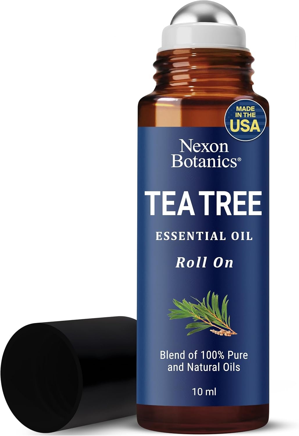 Tea Tree Oil Roll-On 10 ml – 100% Pure, Natural Essential Oil for Aromatherapy, Skin, Face & Body – Pre-Diluted Blend for Travel – Nexon Botanics
